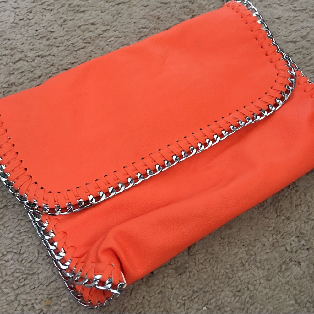 Giovani and Rucci neon orange large clutch bag