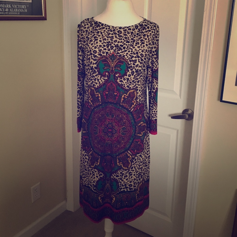 London Times leopard print dress