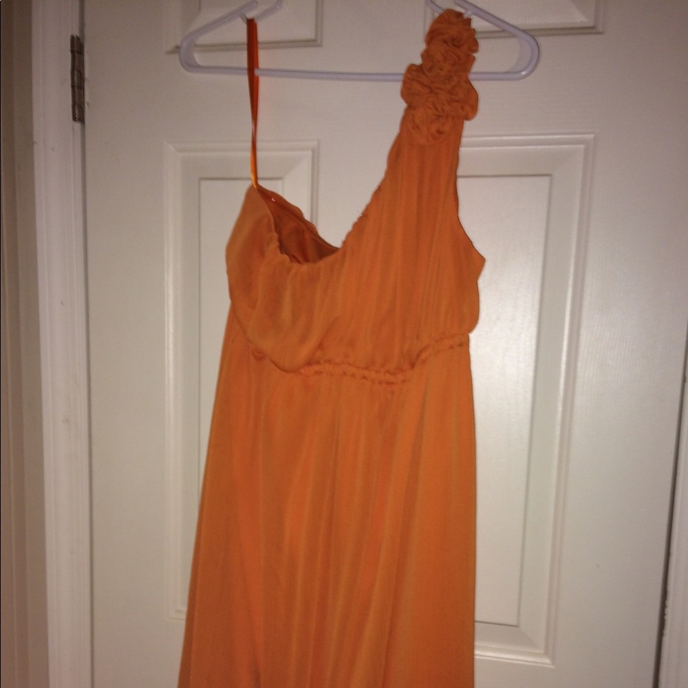 orange one shoulder dress