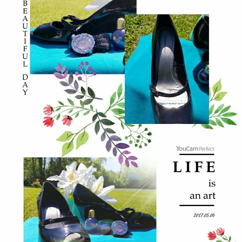 Predictions Open Toe Patent Leather Peep Toe Heels