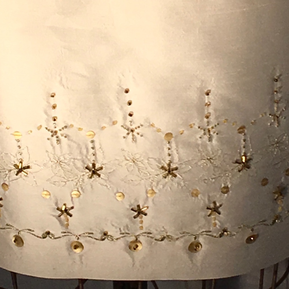 Ann Taylor white shantung sheath midi-gold details - Picture 3 of 8