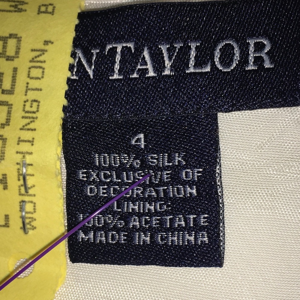 Ann Taylor white shantung sheath midi-gold details - Picture 8 of 8