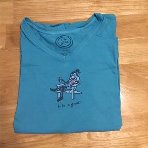 Life is Good Turquoise Crusher Tee Large
