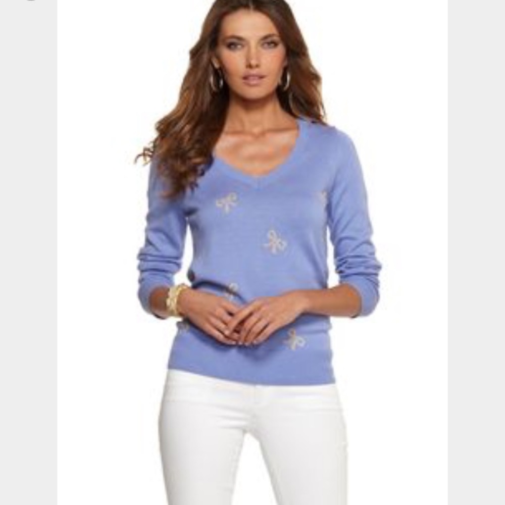 Lilly Pulitzer purple vneck cashmere sweater