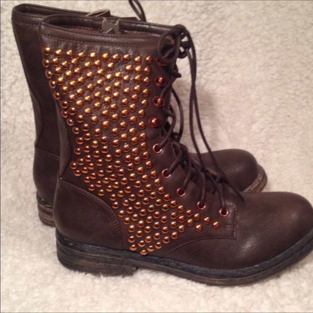 Gold StuddedCombat Boots