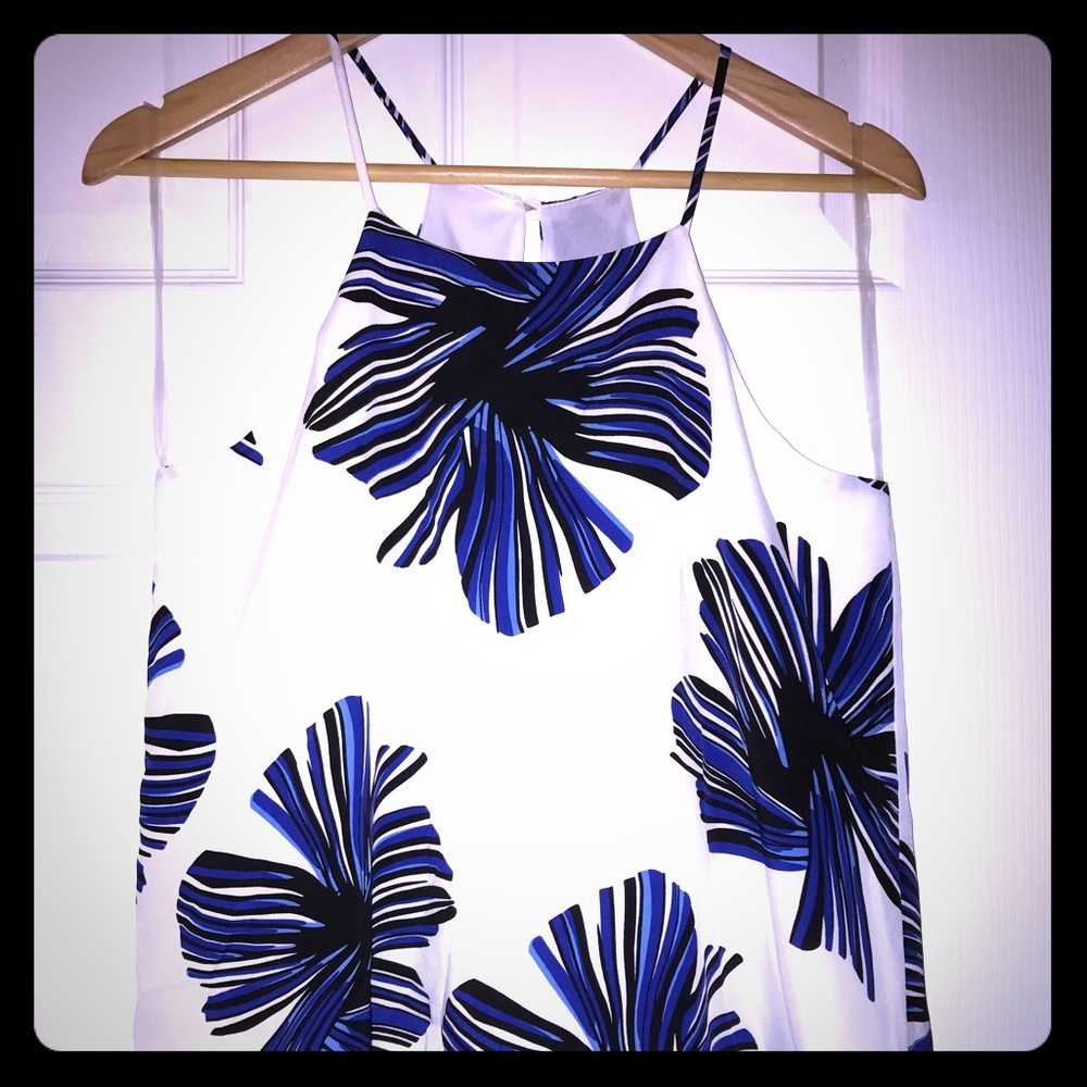 White top with blue floral print NWOT