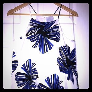 White top with blue floral print NWOT