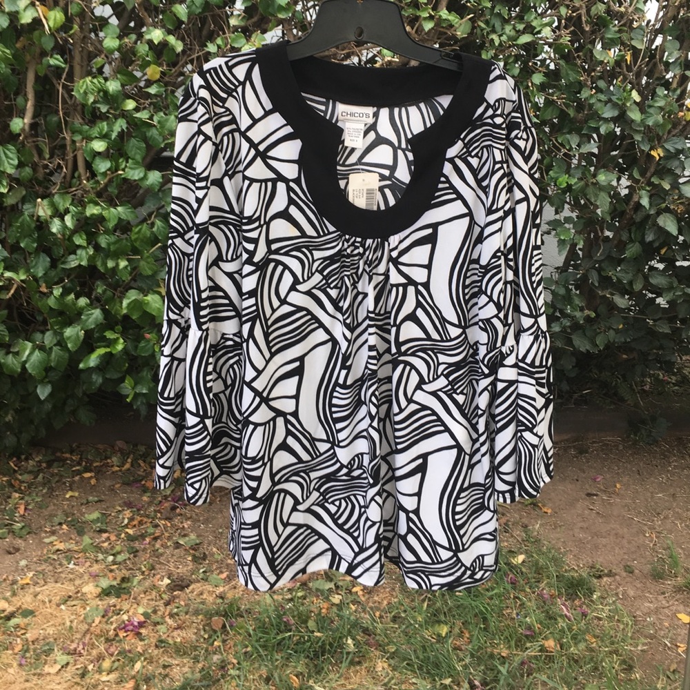 Chico's Black and White Blouse