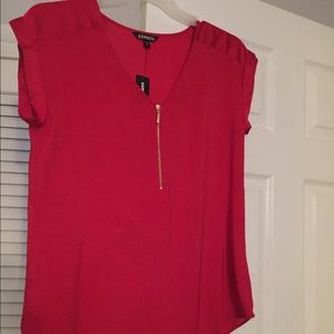Express red high low shirt