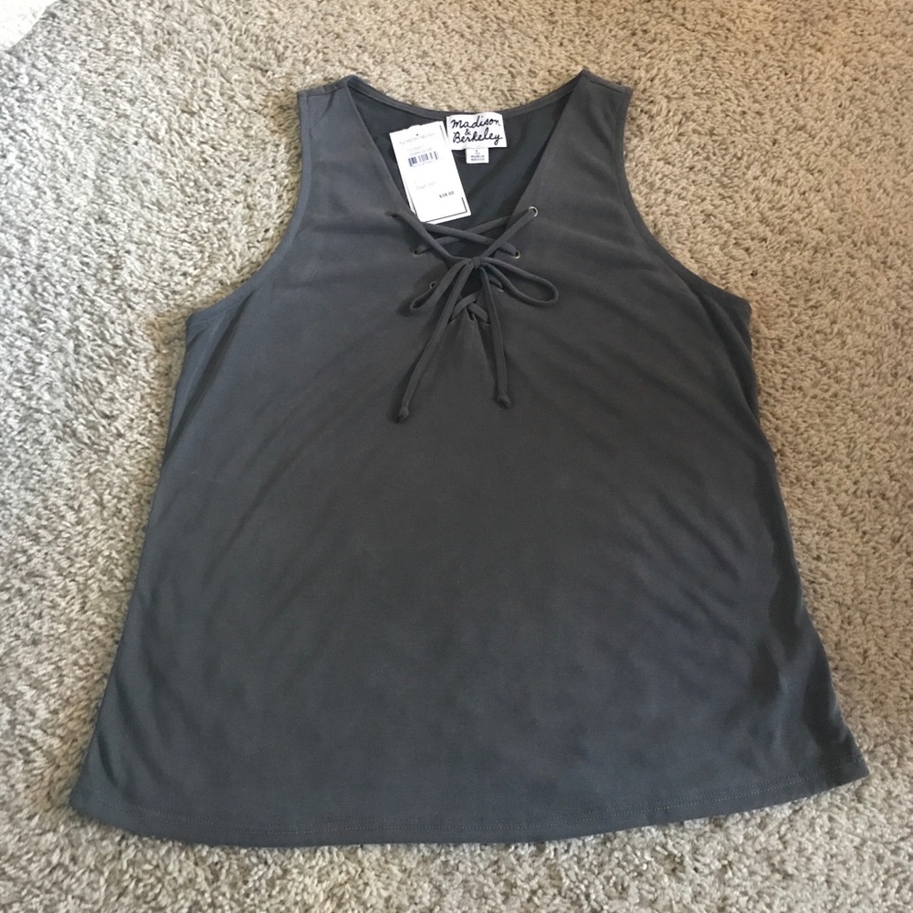 NWT Madison & Berkeley Dark Olive Ties Tank Top
