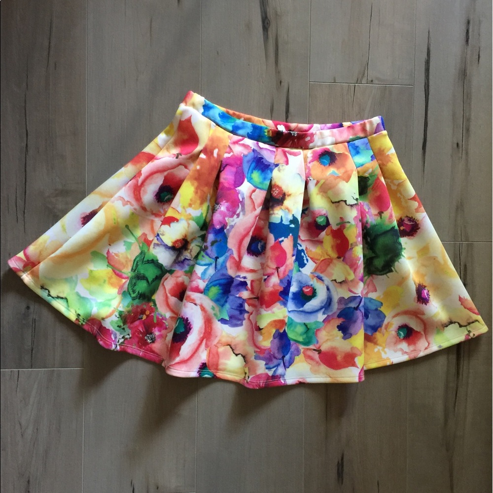 Floral Print Skater Skirt