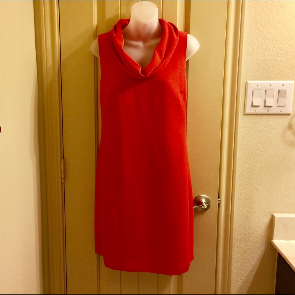 J. Crew Red crepe trapeze dress.