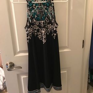 Black white and blue halter dress