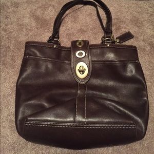 Brown leather Coach purse