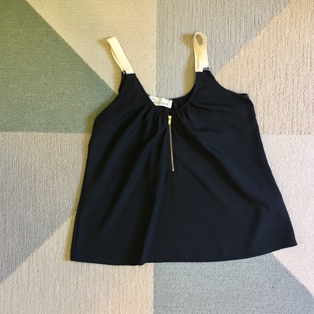 Black Tank with Linen Straps