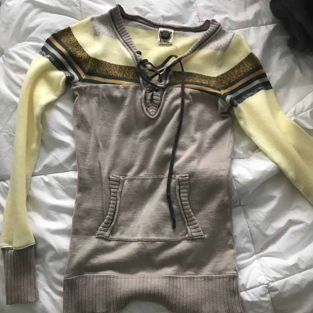 Free people yellow and grey sweater