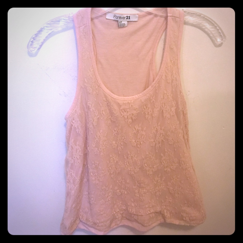 🖤 Light Pink Top w/ Lace Overlay