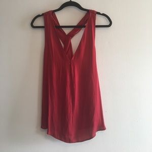 Red blouse with crisscross back