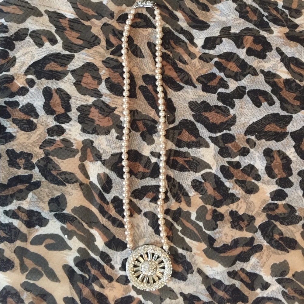 Estate piece pearls and rhinestone necklace