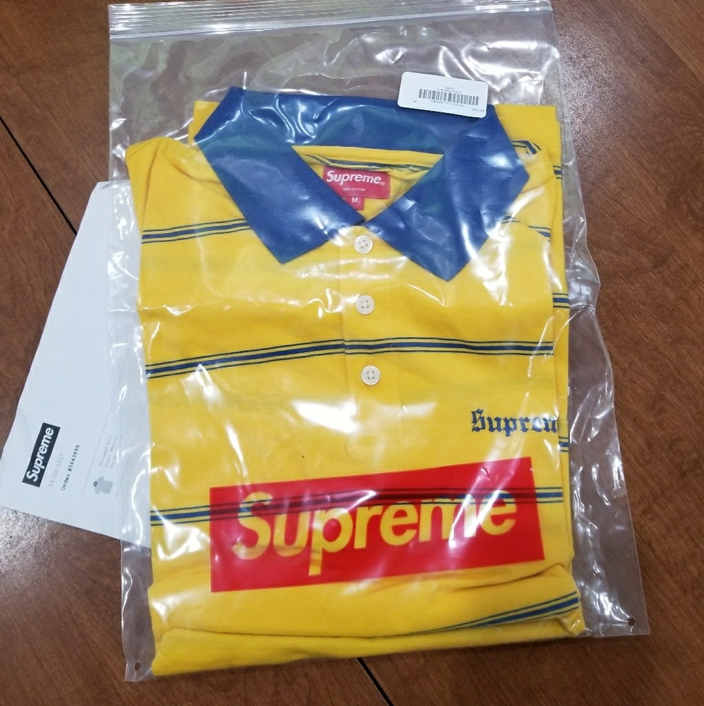 Supreme striped yellow polo NWT