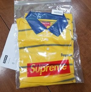 Supreme striped yellow polo NWT