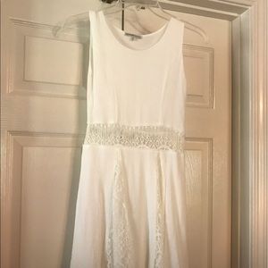 White above the knee dress with lace detail