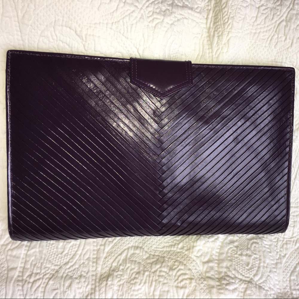 Mary Ann Rosenfeld vintage purple leather clutch