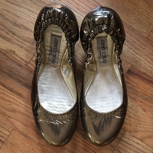 Jimmy Choo Gold Leather Flats