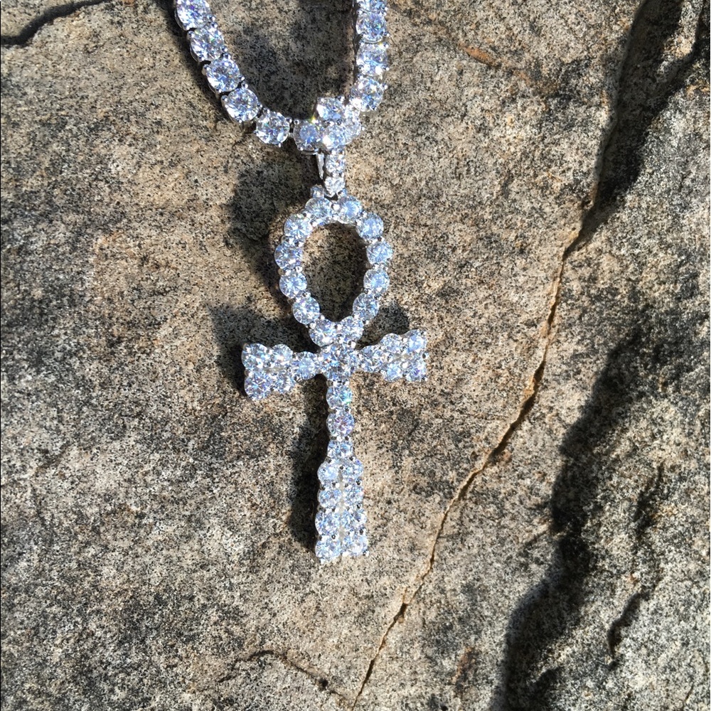 White Gold Ankh Cross Pendant