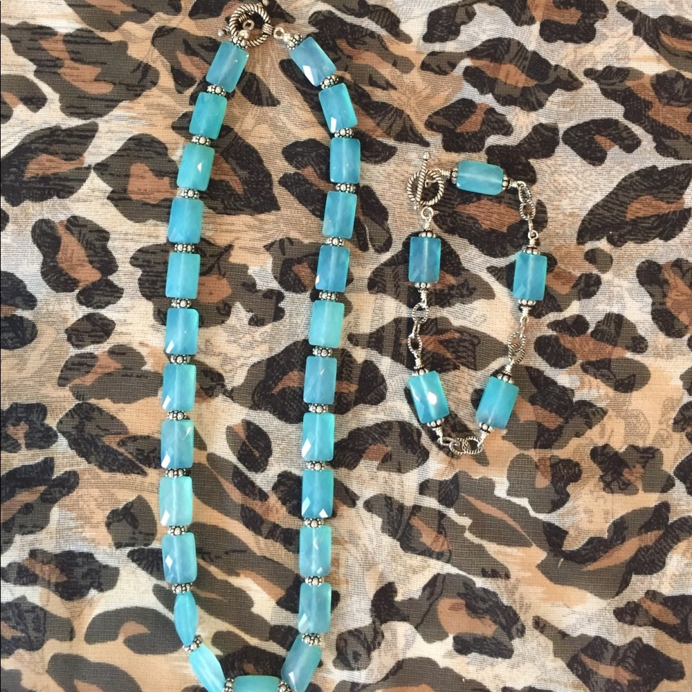 Real stone and sterling silver 2 piece set