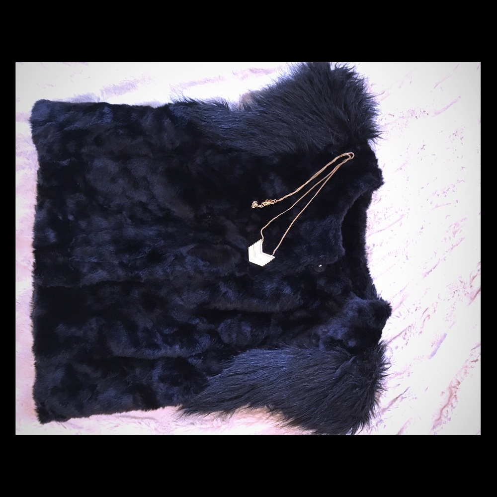 Black Faux Fur Neiman Marcus for Target Vest