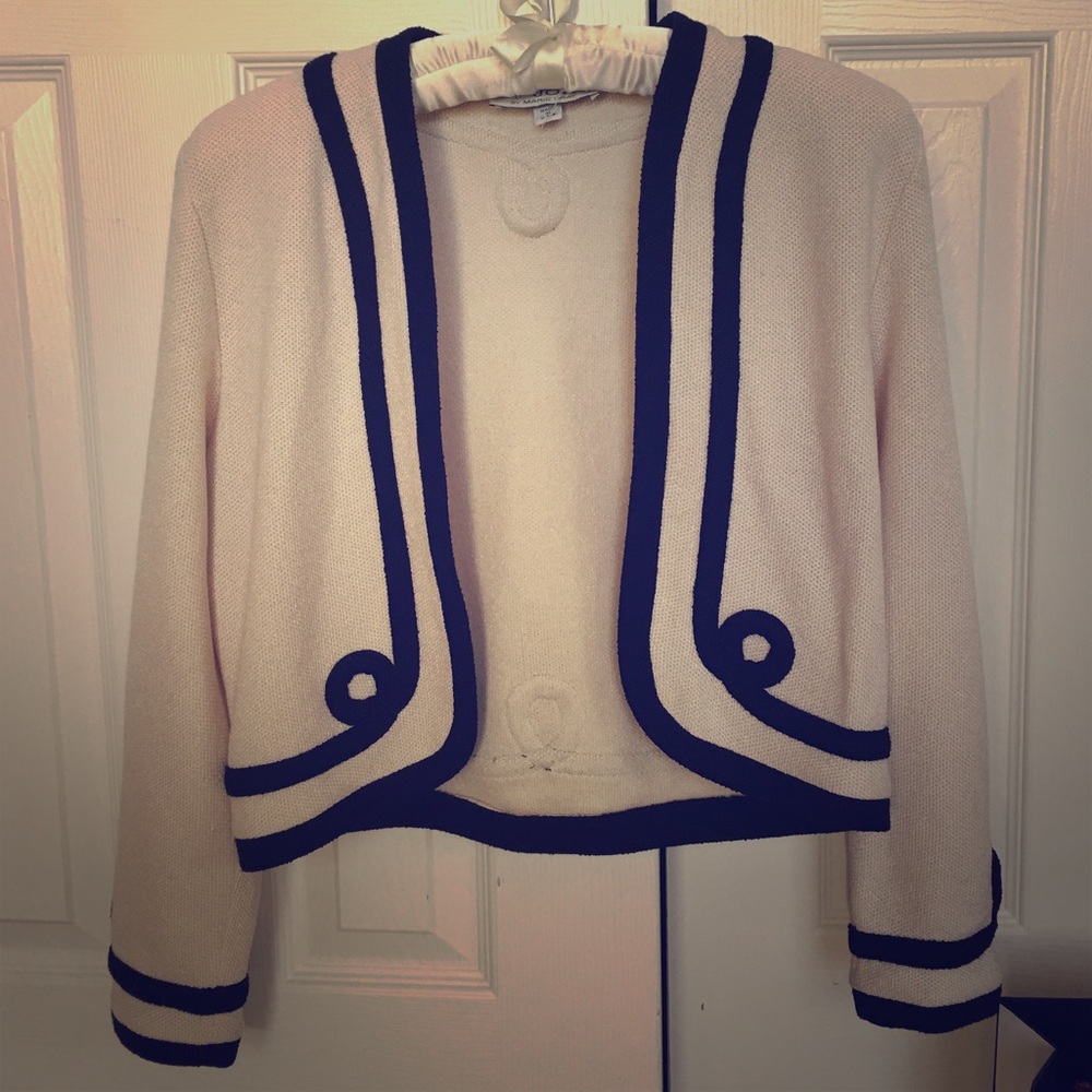 St. John Cream and Black Knit Jacket