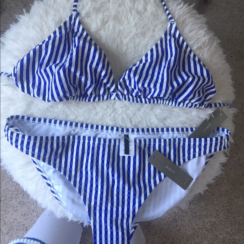 J crew blue and white bathing suit NWT women