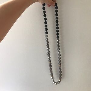 Long black and grey necklace