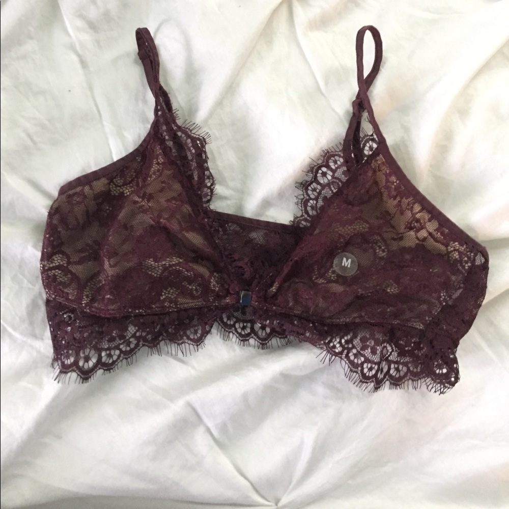 Maroon lace bralette