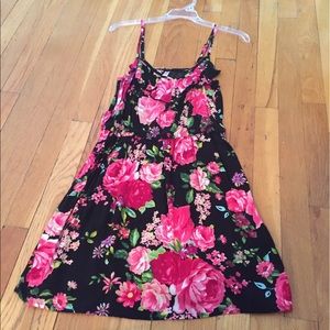 Black and floral dress with adjustable straps