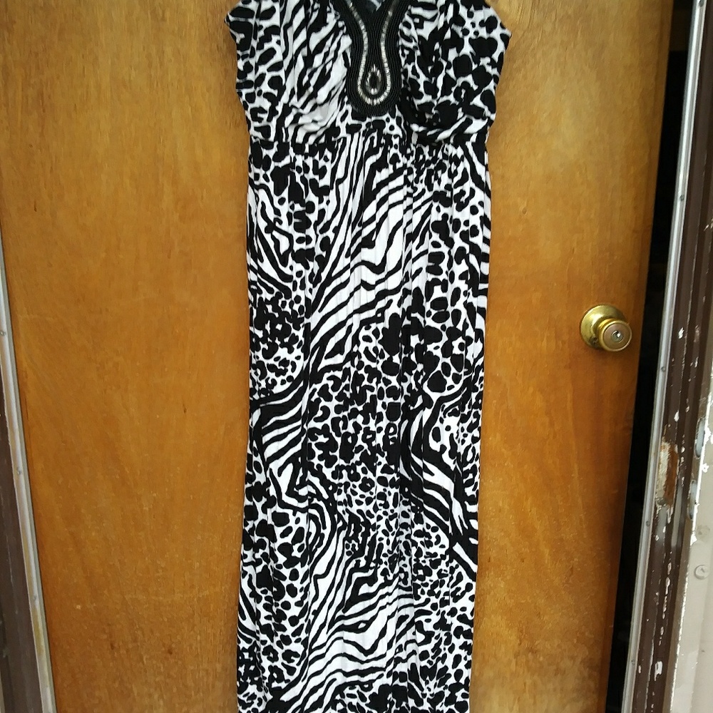 Maxi Dress with Embellished Neckline