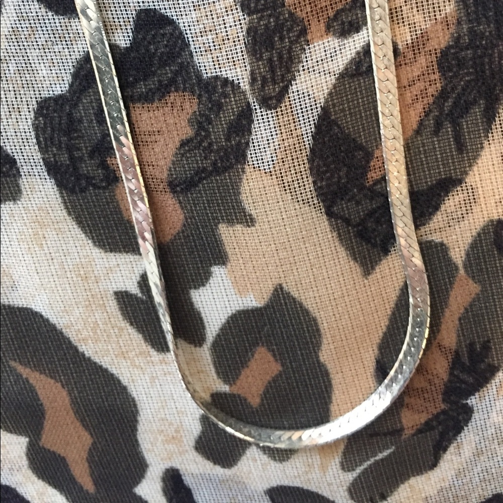 Plain silver chain 11" long flat