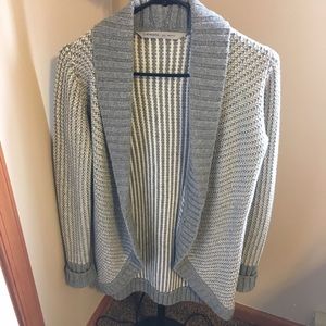 Athleta Sierra Sweater Wrap, Grey/Ivory, size XXS.