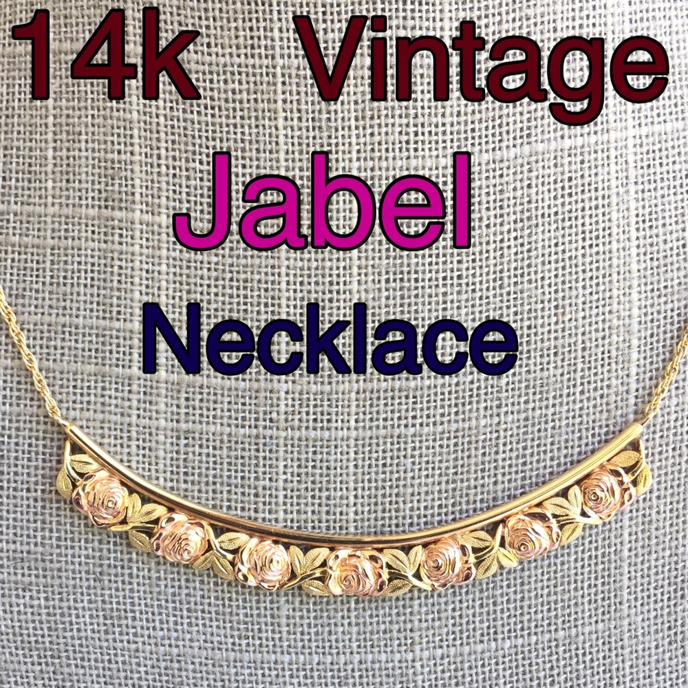 14k Yellow/ Rose Gold Vintage Jabel Rose Necklace