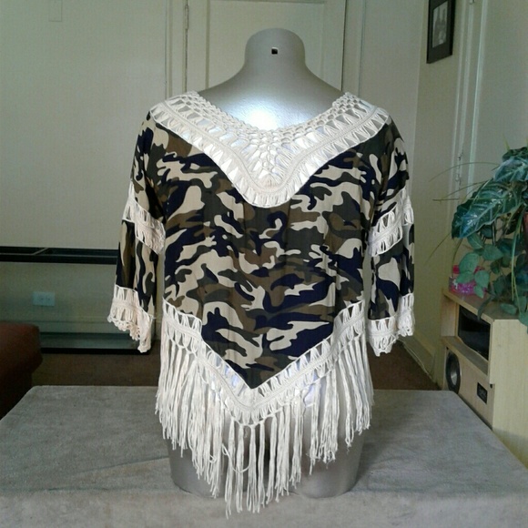Love J Army Green and Cream Dangling String Top - Picture 4 of 4