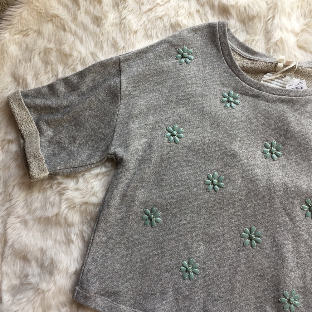 Bellatrix Beaded Embellished Sweatshirt Tee {F07}