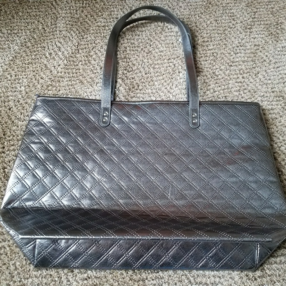 New shiny silver tote bag