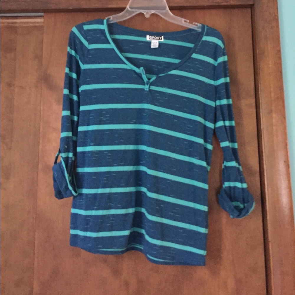 Blue and green striped shirt