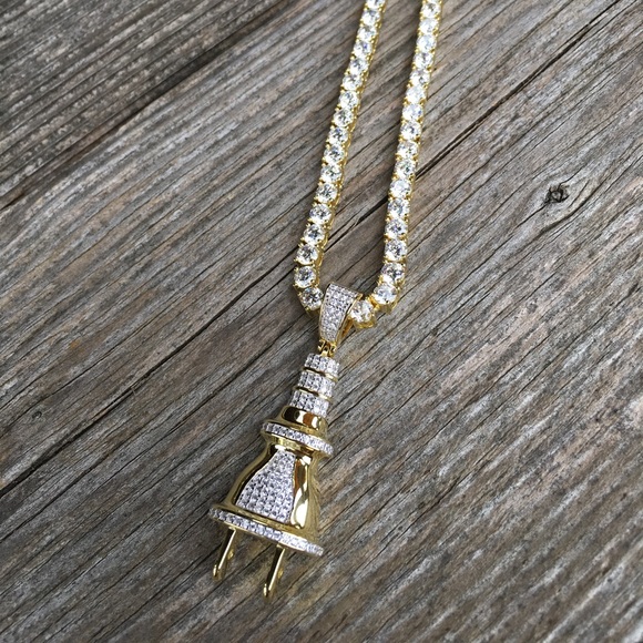 Yellow Gold Plug Pendant - Picture 2 of 2
