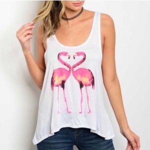 NWT 🌸 Flamingo love razor back tank top
