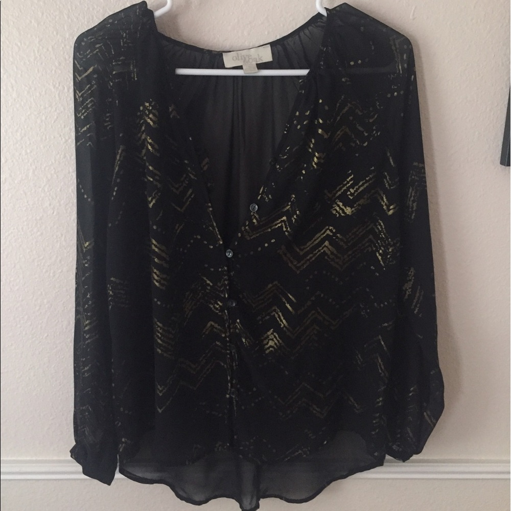 Olive + Oak Gold and Black Blouse