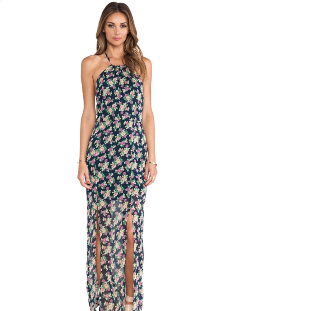 Lucca Couture Floral Halter Maxi Dress with Slits