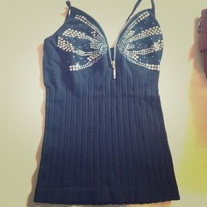 Black bedazzled top