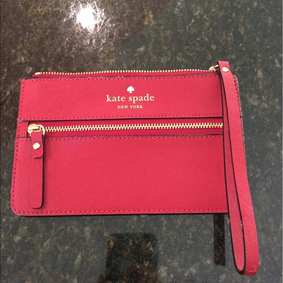 kate spade Handbags - New Authentic kate spade red leather wristlet